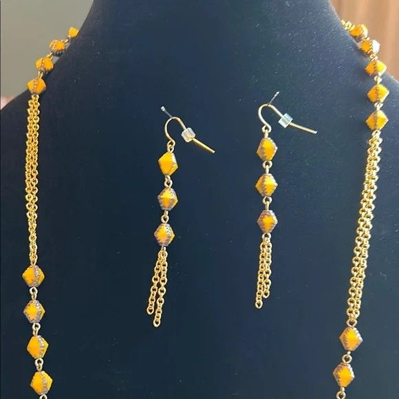 Authentic Seasonal Whispers Gold and Yellow Beaded Necklace and Earring Set New - Picture 7 of 17